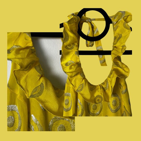 🌼 Anthropologie 100% Silk Yellow Dress – Size 2, NWOT - Picture 8 of 12
